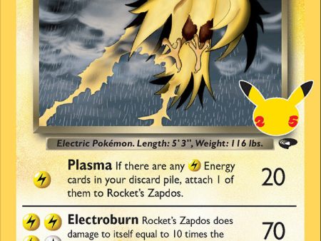 Rocket s Zapdos (15 132) [Celebrations: 25th Anniversary - Classic Collection] Fashion